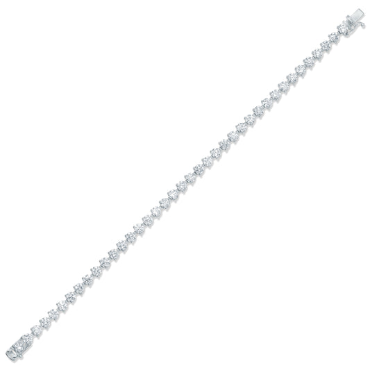 Three Prong Round Cut Diamond Tennis Bracelet