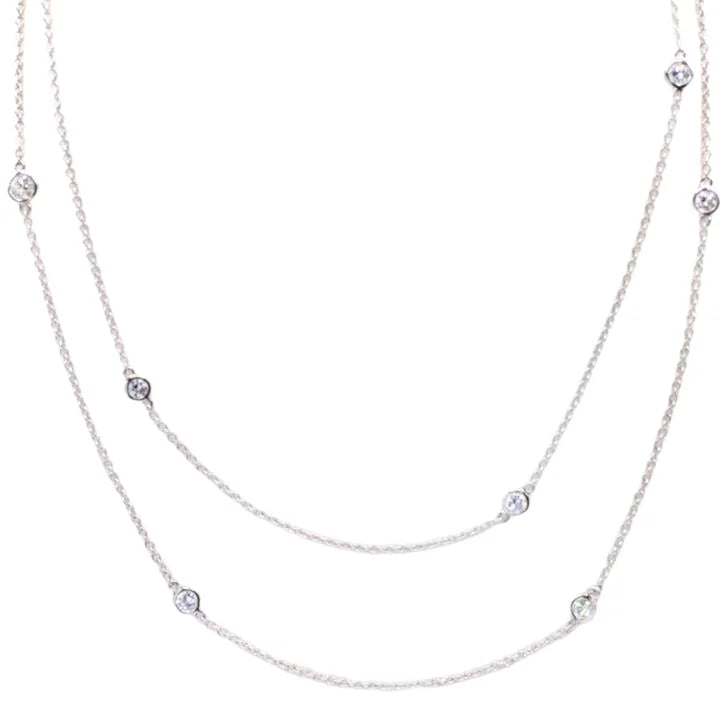 14K White Gold Diamonds by the Yard Necklace - womens