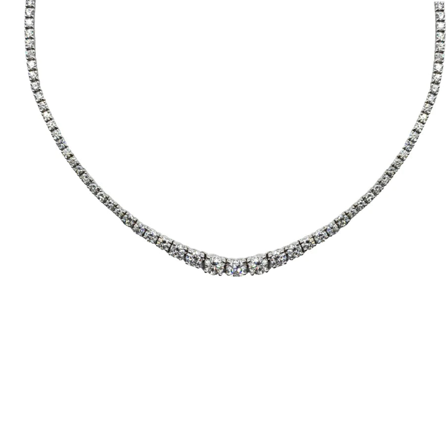 18K White Gold 11 Carat Tennis Necklace - womens necklace