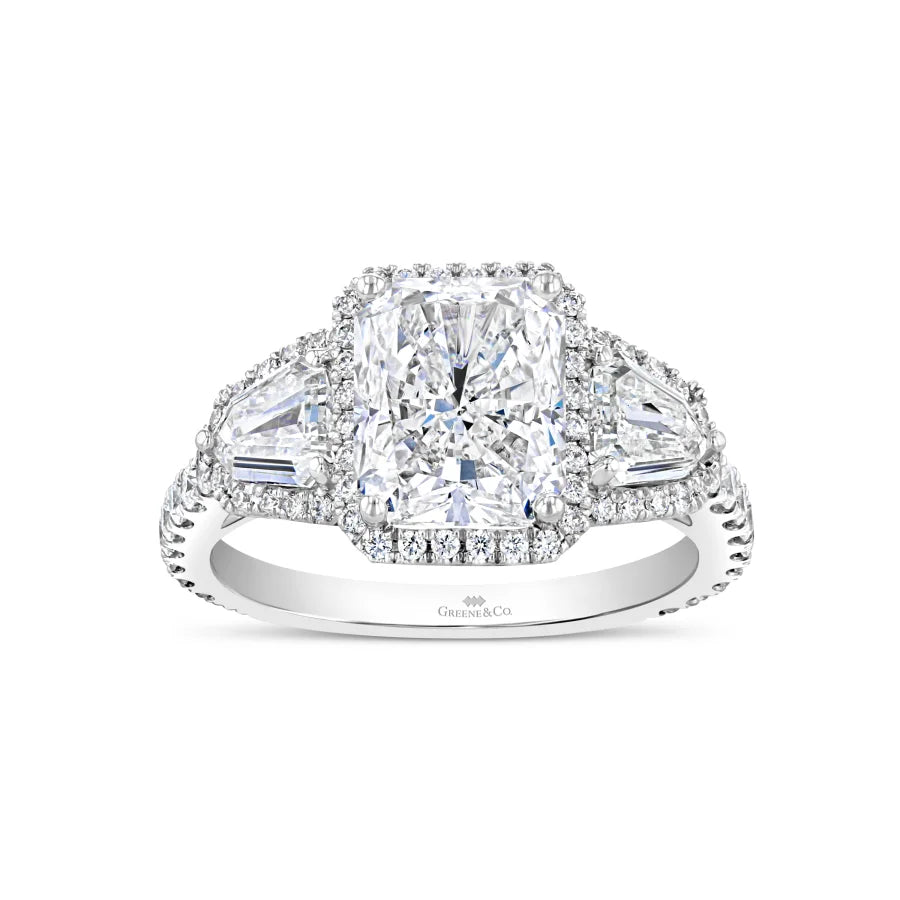 18K White Gold 3-Stone Diamond Engagement Ring - women’s