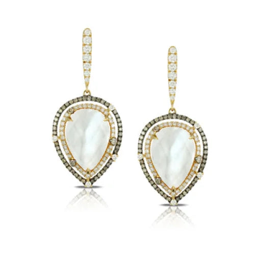 18K Yellow Gold Dangle Earrings with Diamond White Topaz