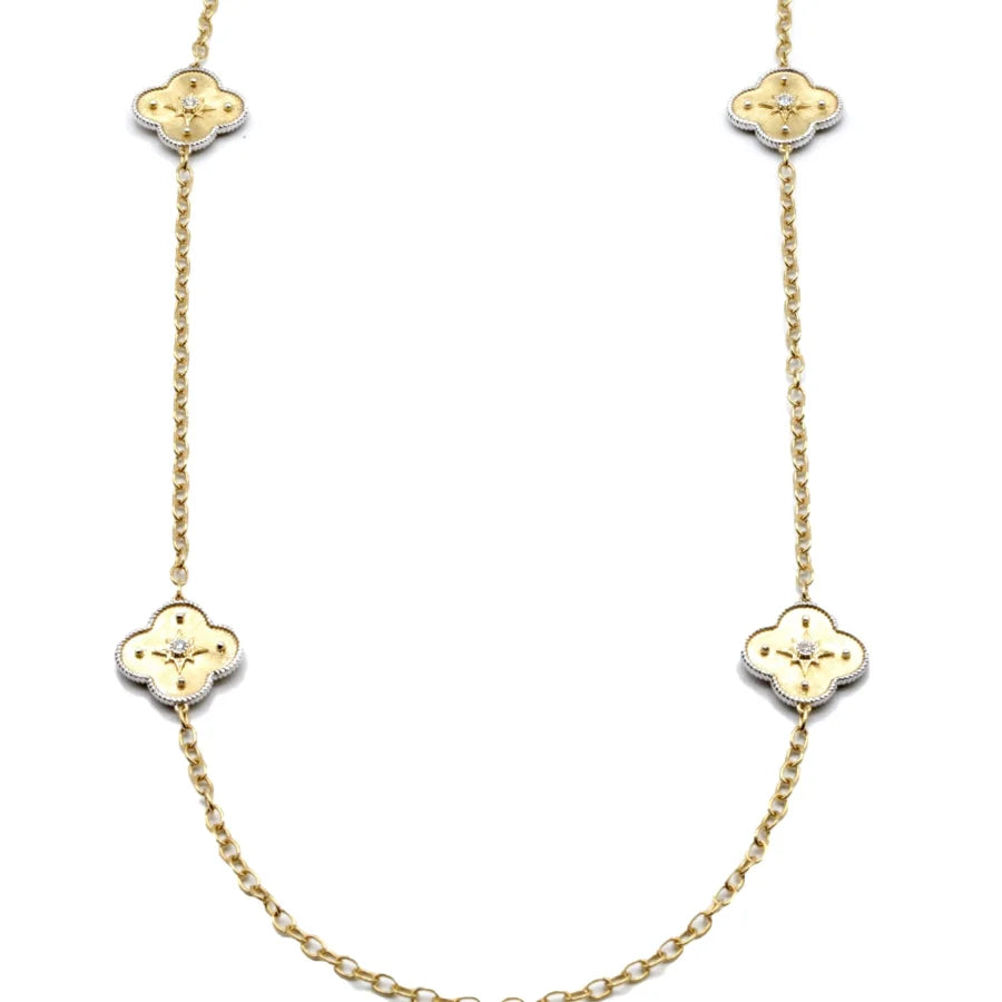 18K Yellow Gold Diamond Chain Charm Necklace - womens
