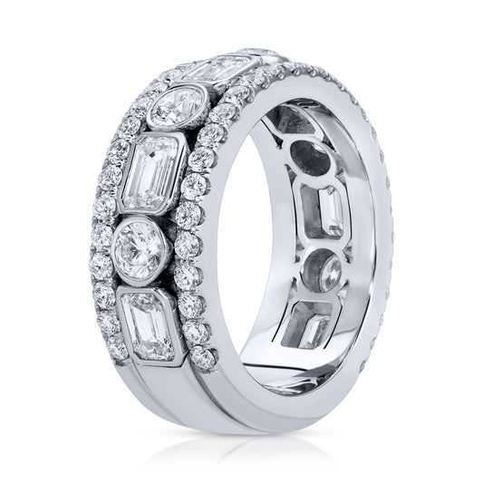 Emerald Cut and Round Diamond Band Ring
