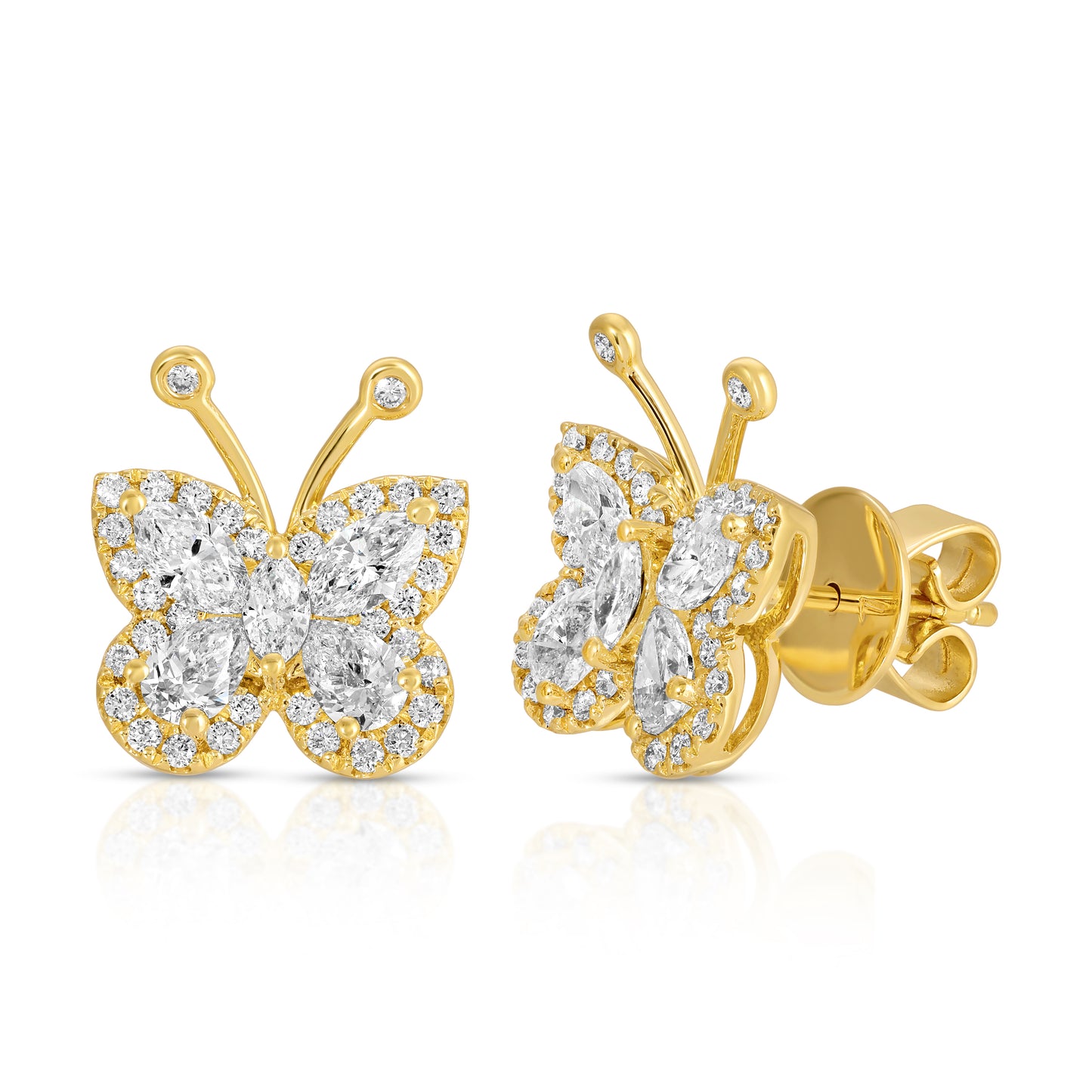 Marquise and Pear Shape Diamond Butterfly Earrings