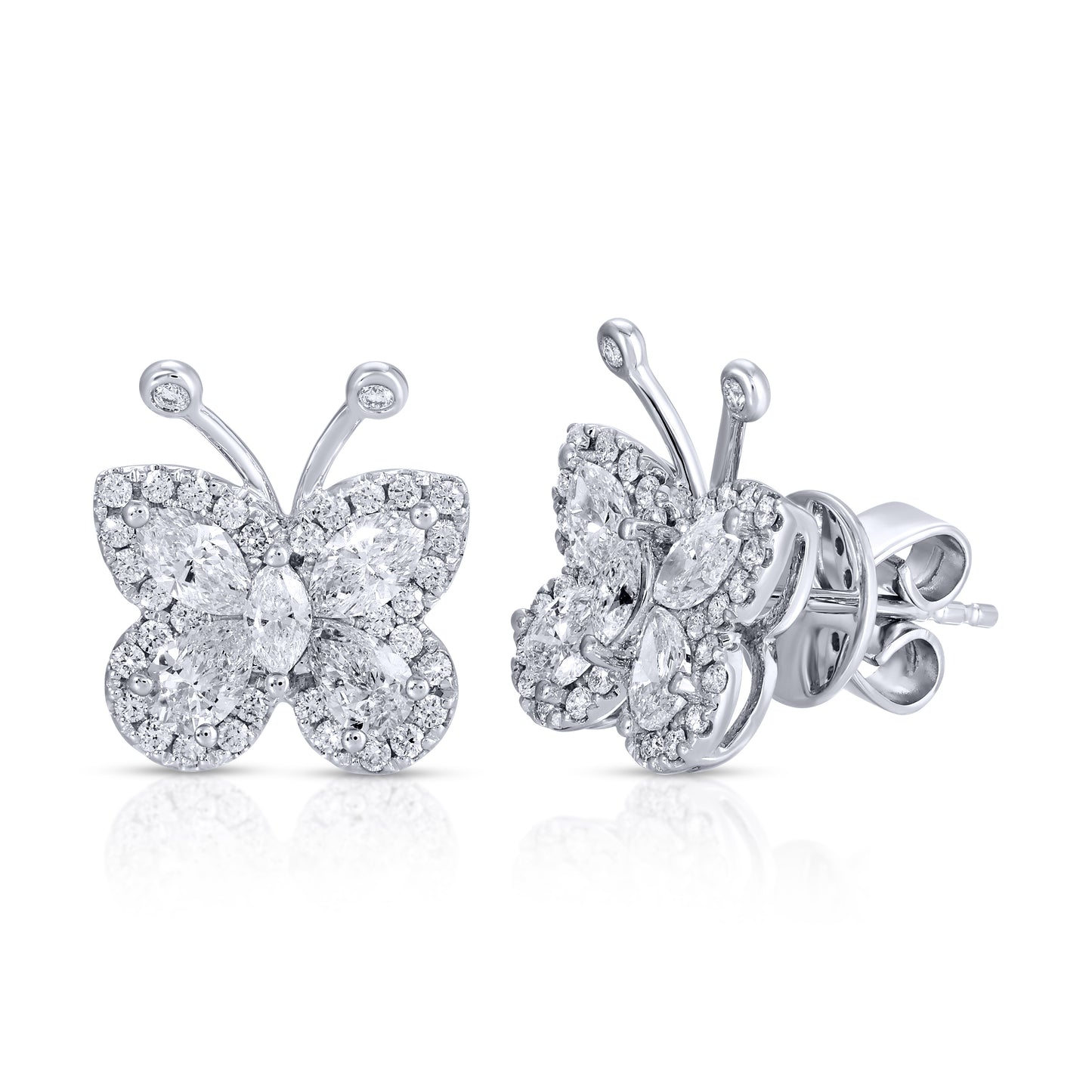 Marquise and Pear Shape Diamond Butterfly Earrings