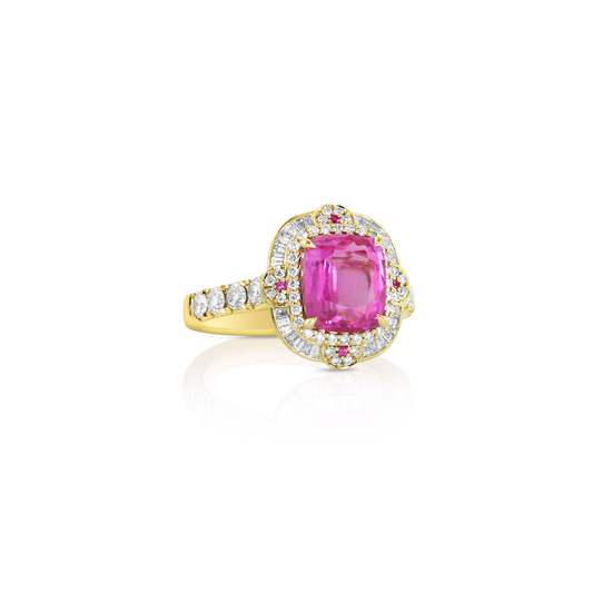 Pink Sapphire & Diamond Ring