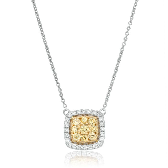 Square Diamond Cluster Necklace