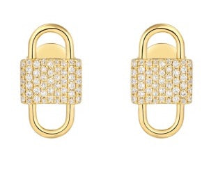 Yellow Gold and Diamond PaperClip Earrings