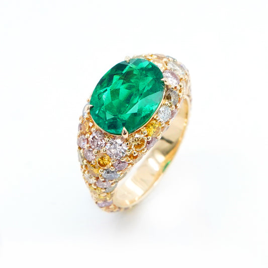 18K Yellow Gold Emerald Ring