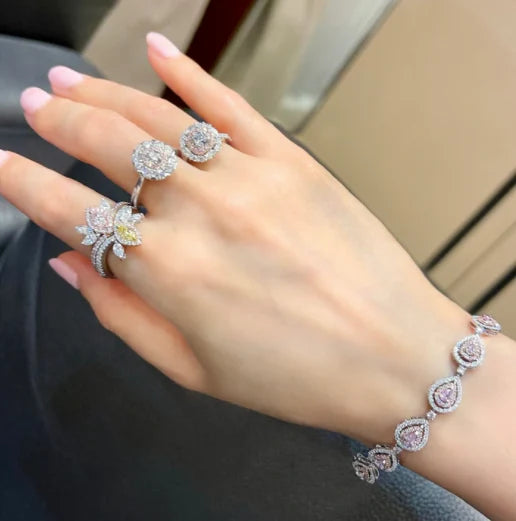PINK PEAR HALO DIAMOND BRACELET 3.5CT
