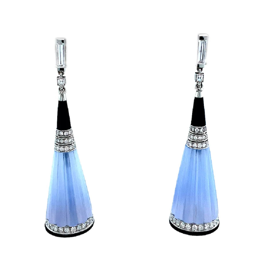 Lavender Chalcedony and Diamond Earrings - women’s earrings