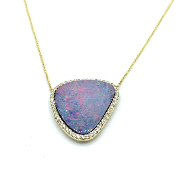Opal Diamond Necklace - womens necklace