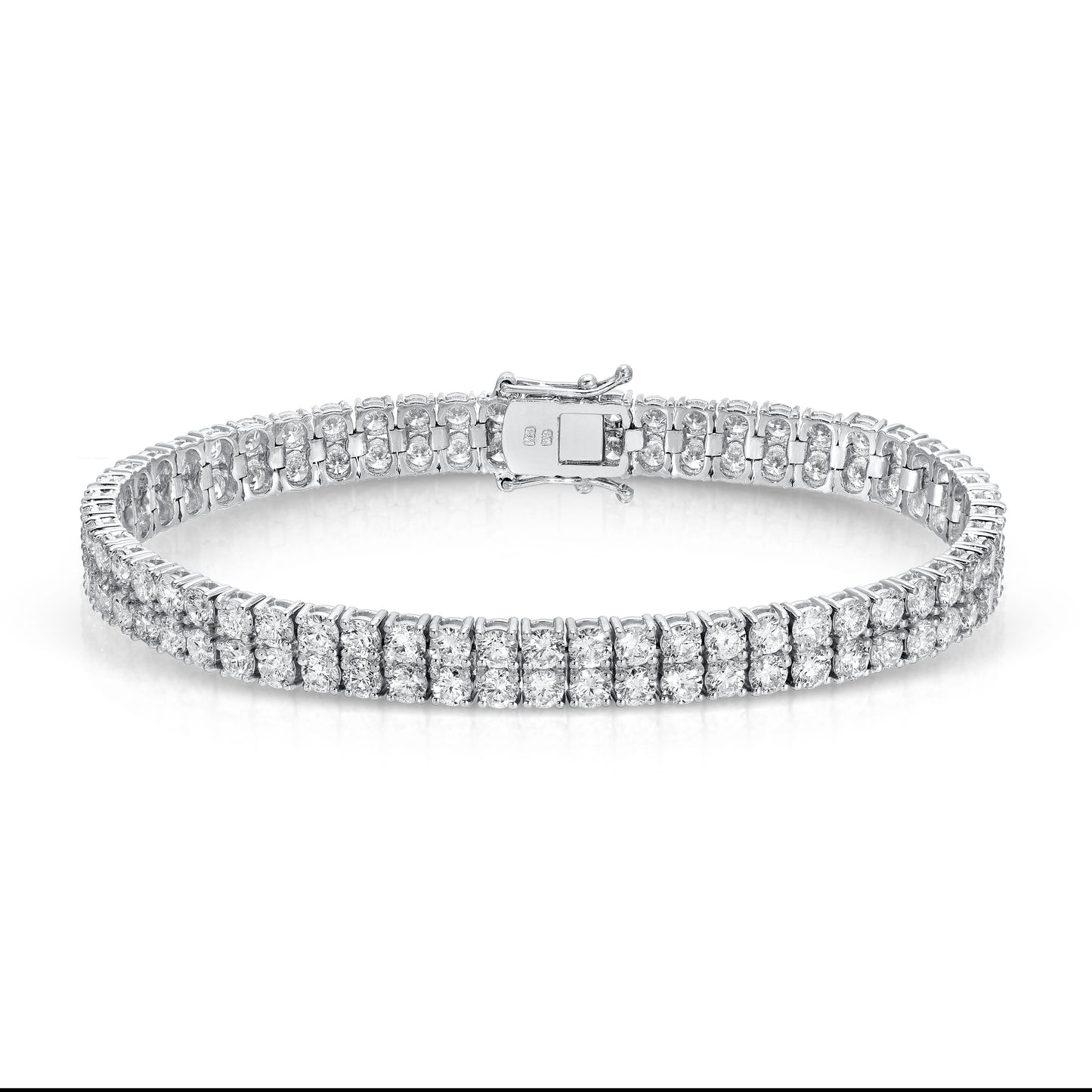 Two Row Round Cut Diamond Tennis Bracelet