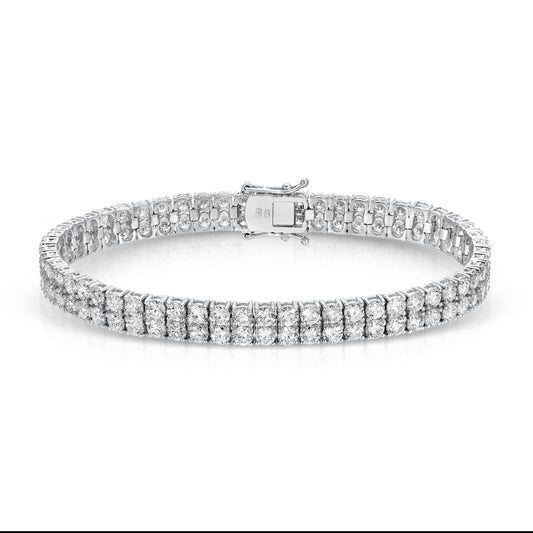 Two Row Round Cut Diamond Tennis Bracelet