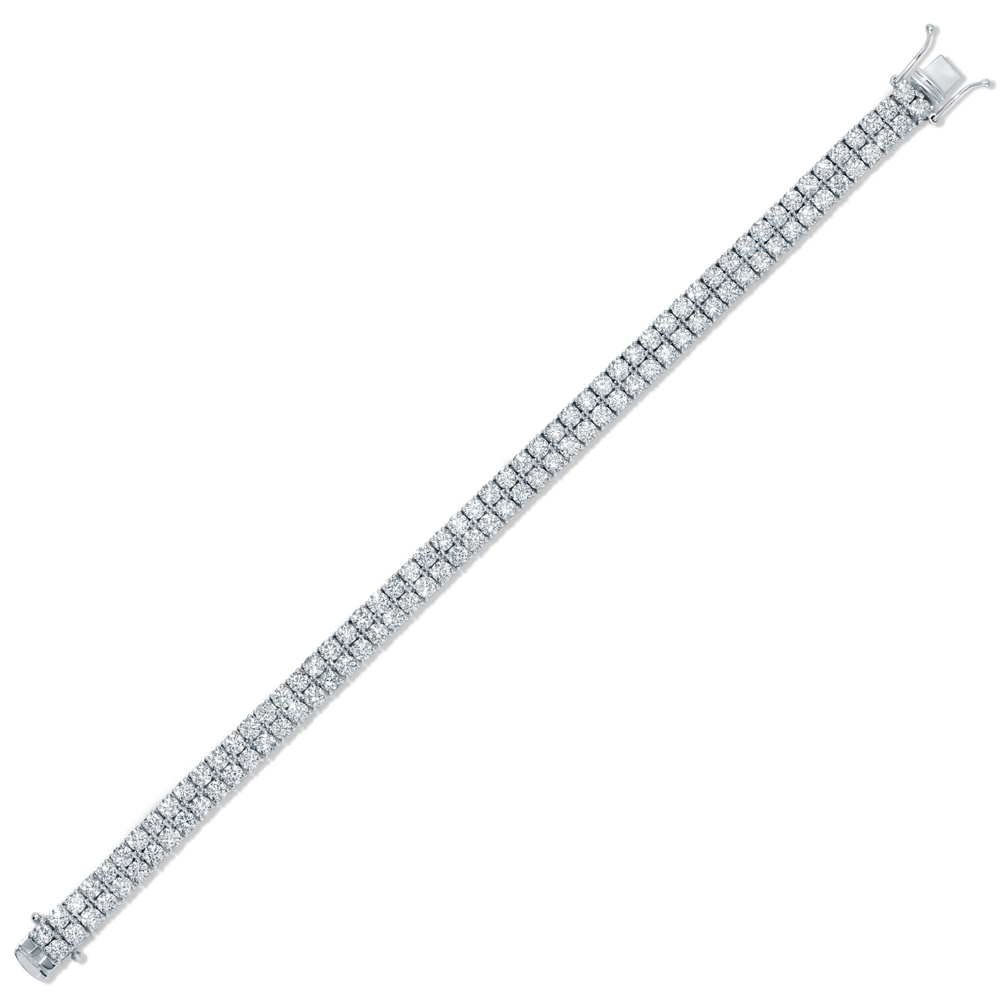 Two Row Round Cut Diamond Tennis Bracelet