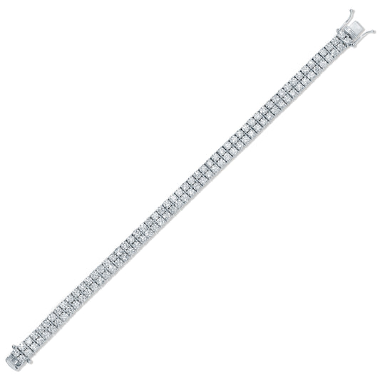 Two Row Round Cut Diamond Tennis Bracelet