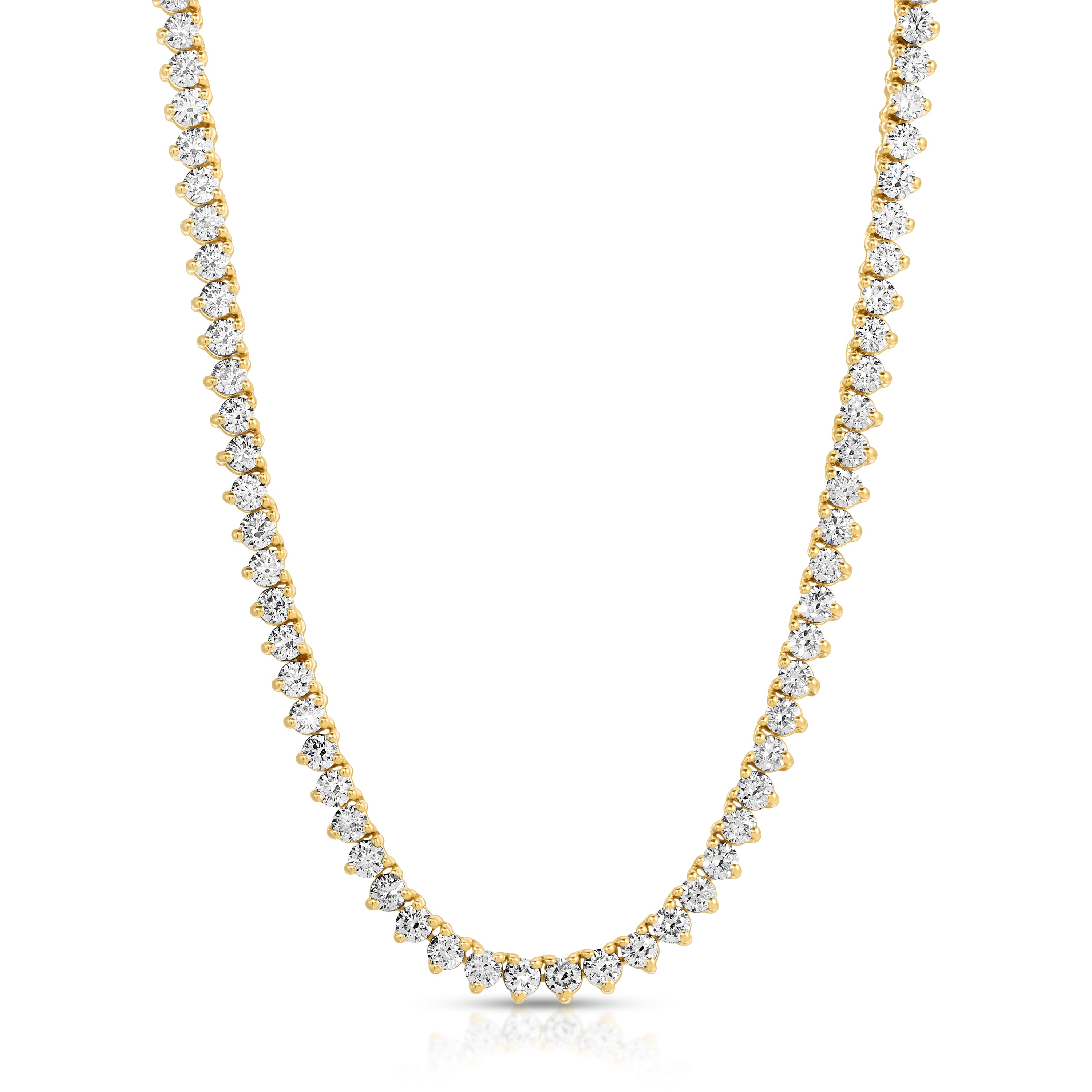 Three Prong Round Cut Diamond Tennis Necklace