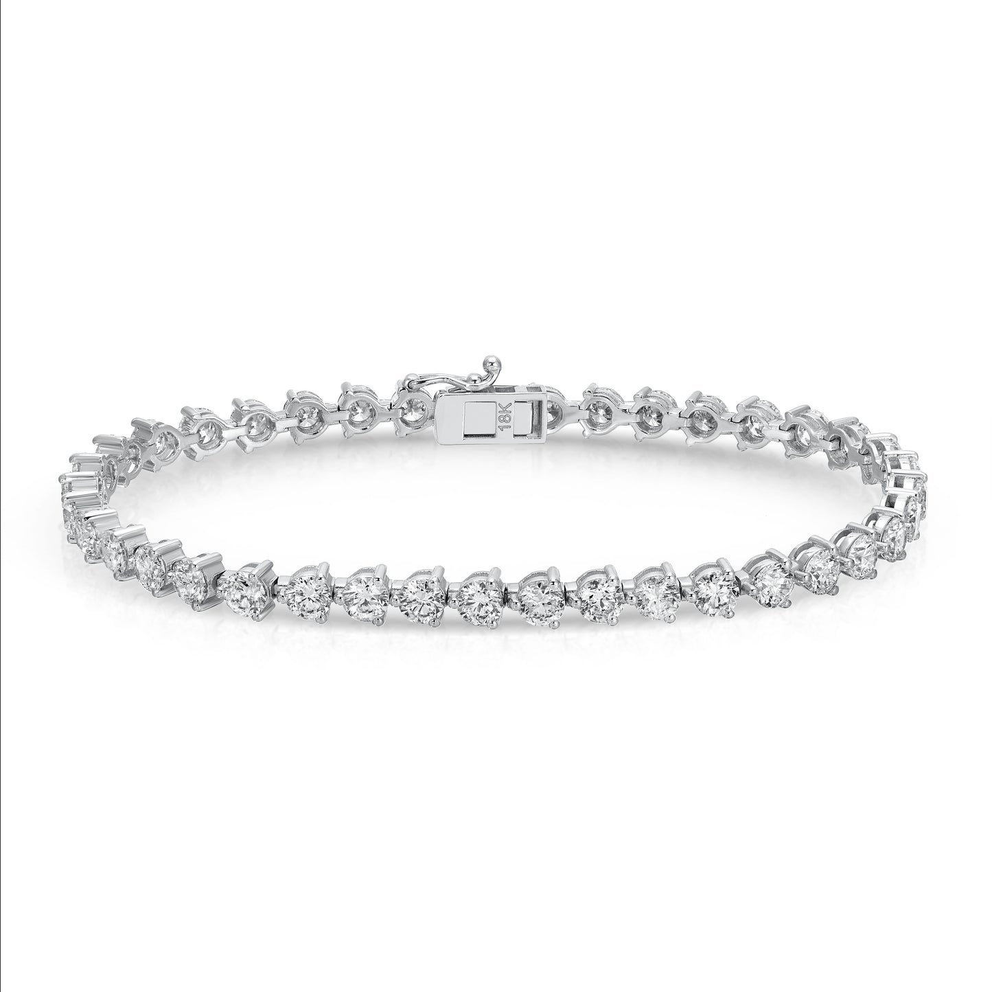 Three Prong Round Cut Diamond Tennis Bracelet