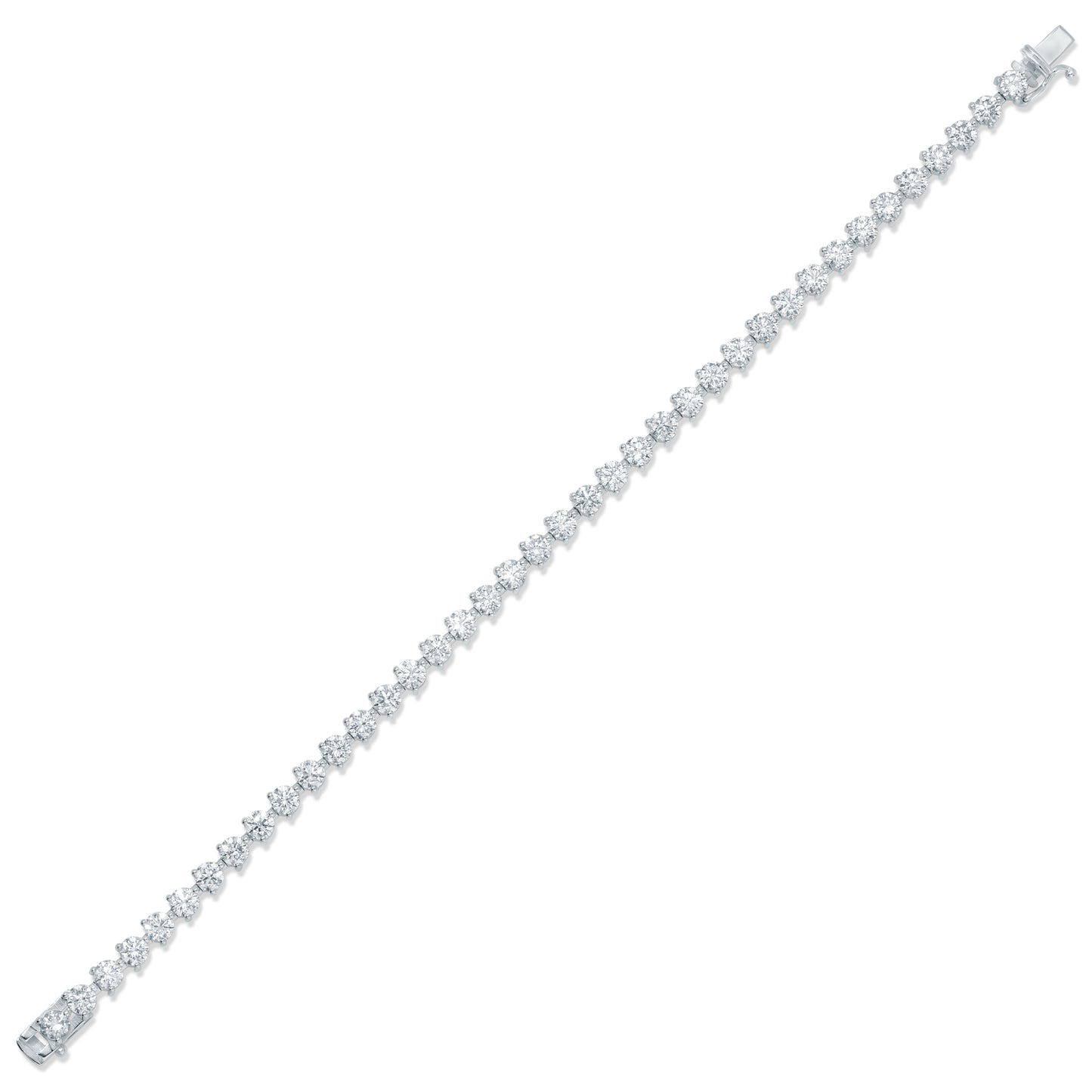 Three Prong Round Cut Diamond Tennis Bracelet