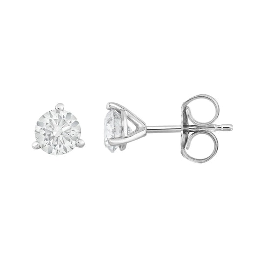 14K White Gold 1.50ctw 3-Prong Martini Setting Diamond Stud