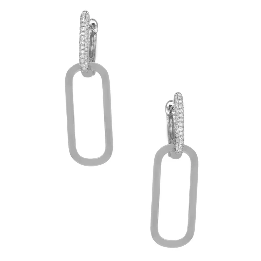 14K White Gold and Diamond Dangle Earrings