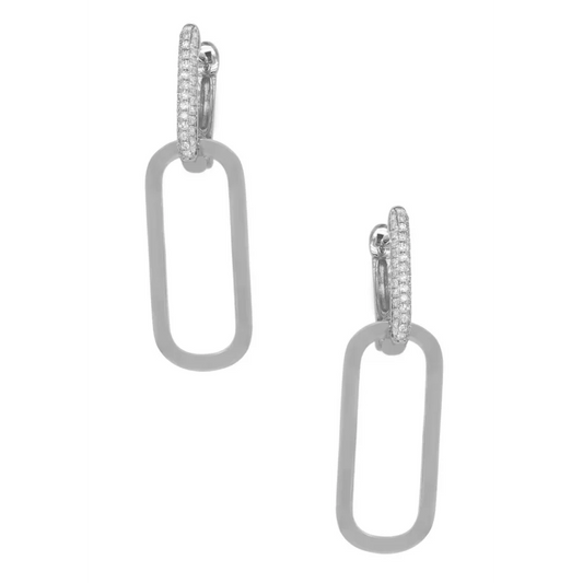 14K White Gold and Diamond Dangle Earrings