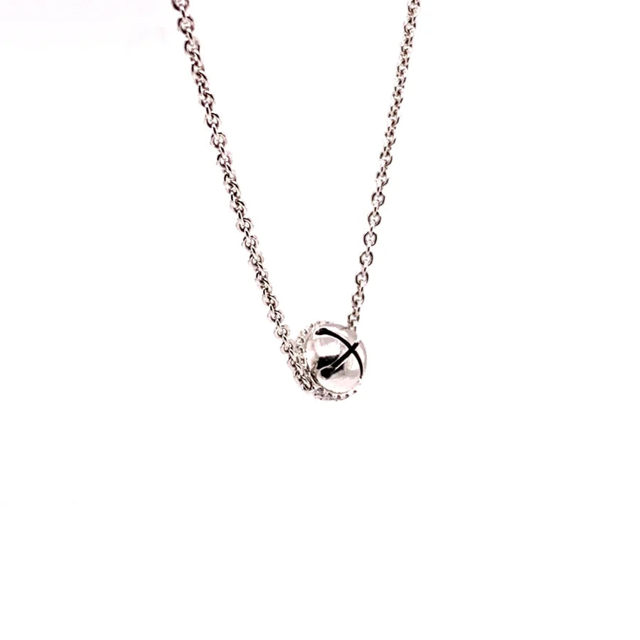 14K White Gold Diamond Bell Necklace - womens necklace
