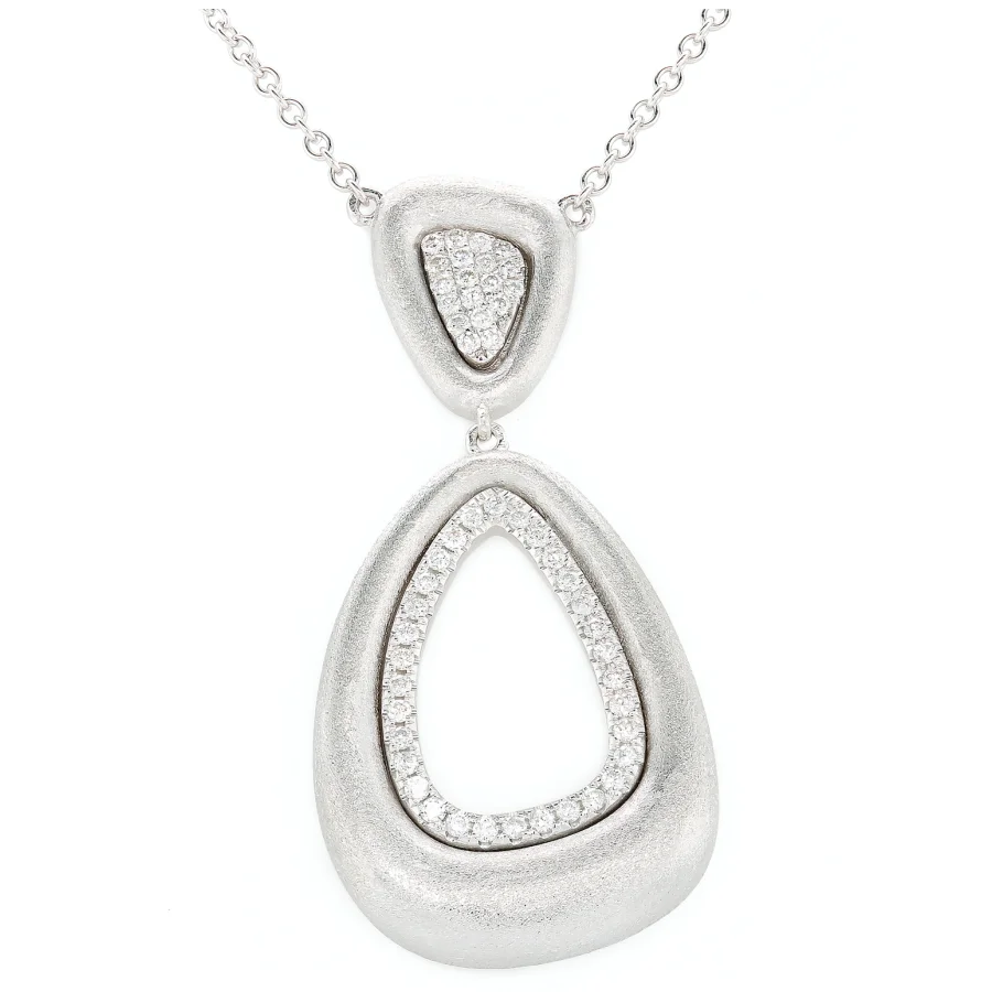 14K White Gold Diamond Drop Pendant
