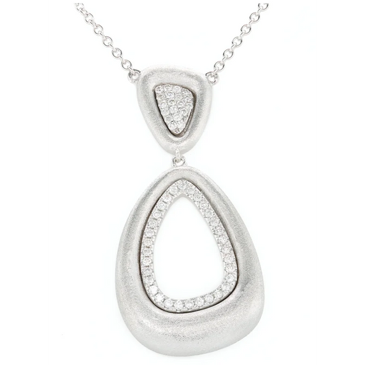 14K White Gold Diamond Drop Pendant