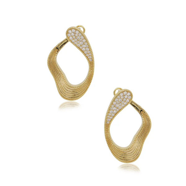 14K Yellow Gold and Diamond Abstract Earrings
