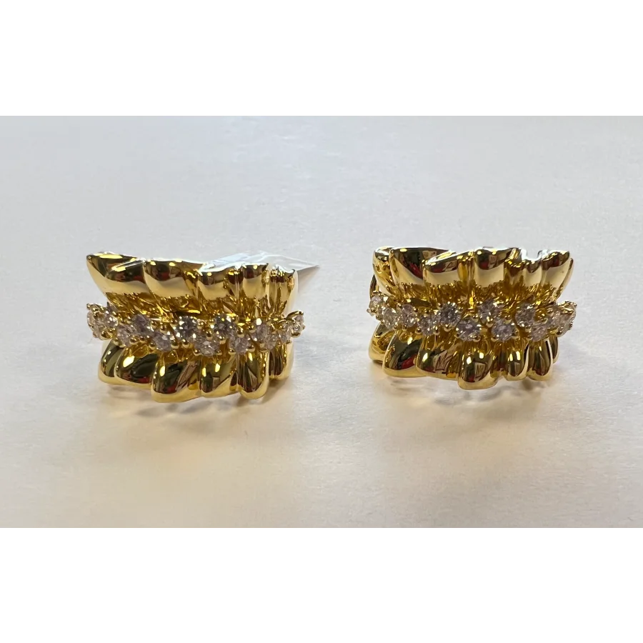 14K Yellow Gold Diamond Ribbon Earrings