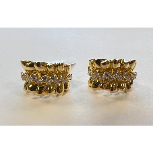 14K Yellow Gold Diamond Ribbon Earrings