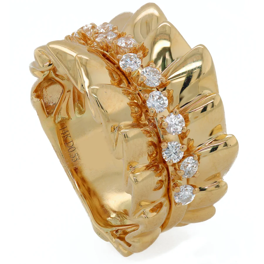 14K Yellow Gold Diamond Ribbon Ring