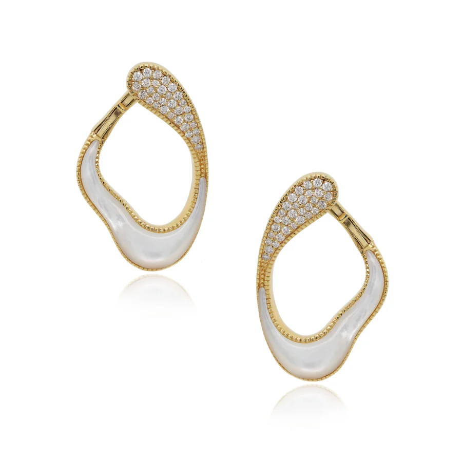 14K Yellow Gold Mother of Pearl Earrings
