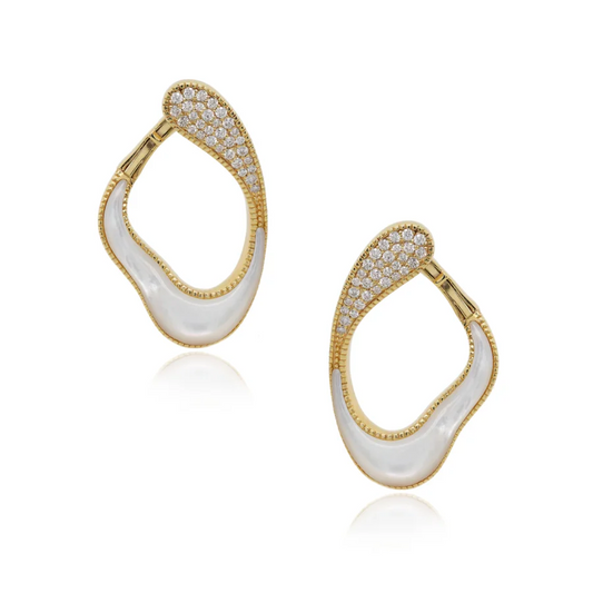 14K Yellow Gold Mother of Pearl Earrings