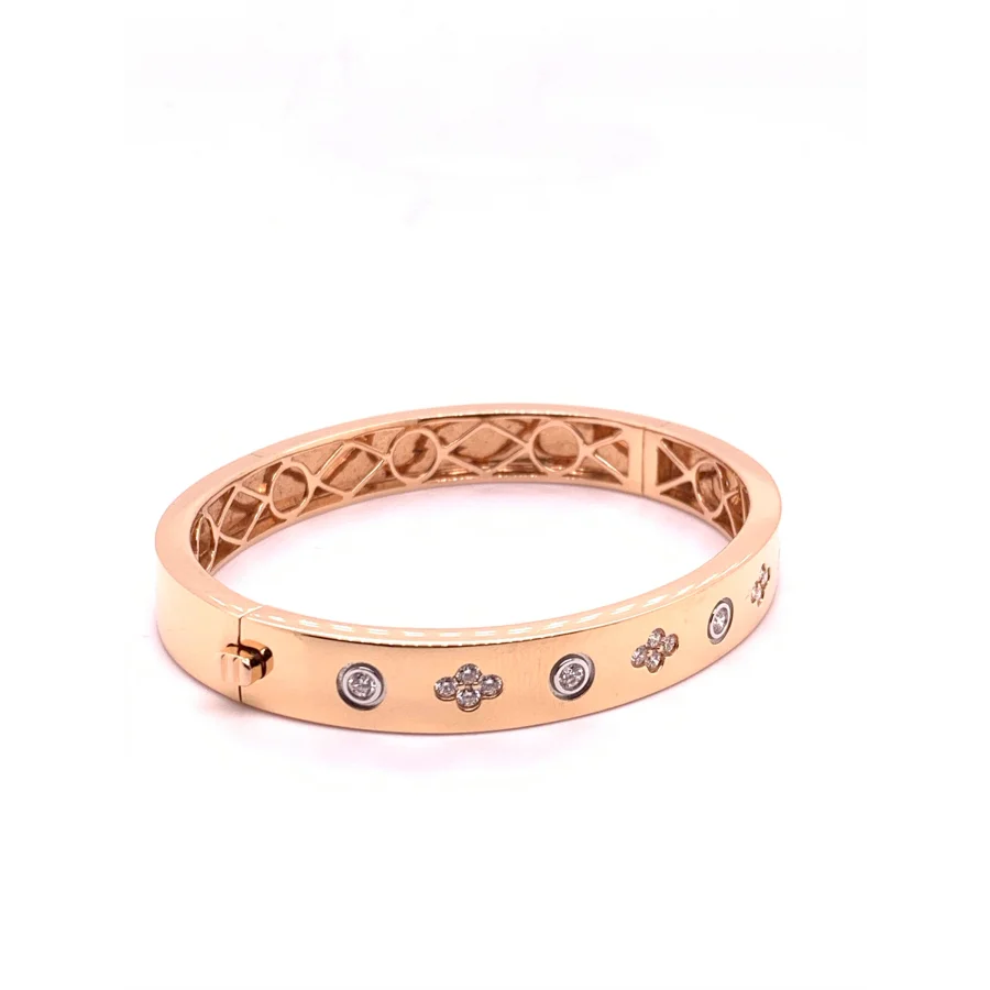 18K Rose Gold Diamond Bangle - women’s bracelet