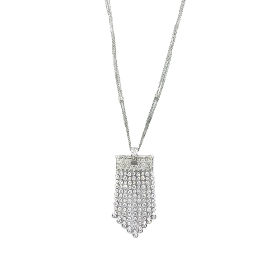 18K White Gold Diamond Chandelier Pendant - womens necklace