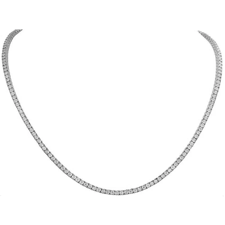 18K White Gold Diamond Tennis Necklace - womens necklace