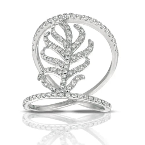 18K White Gold Leaf Diamond Ring - women’s ring
