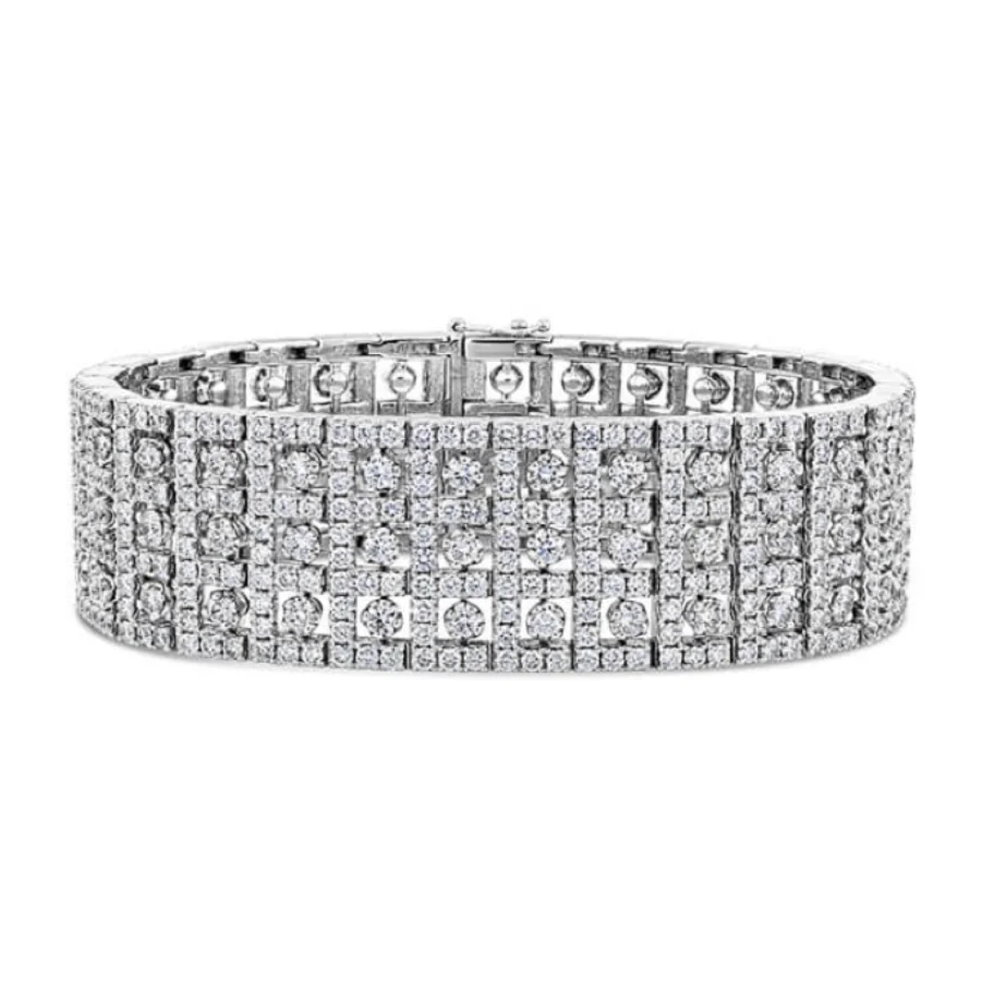 18K White Gold Multi- Row Diamond Bracelet - women’s