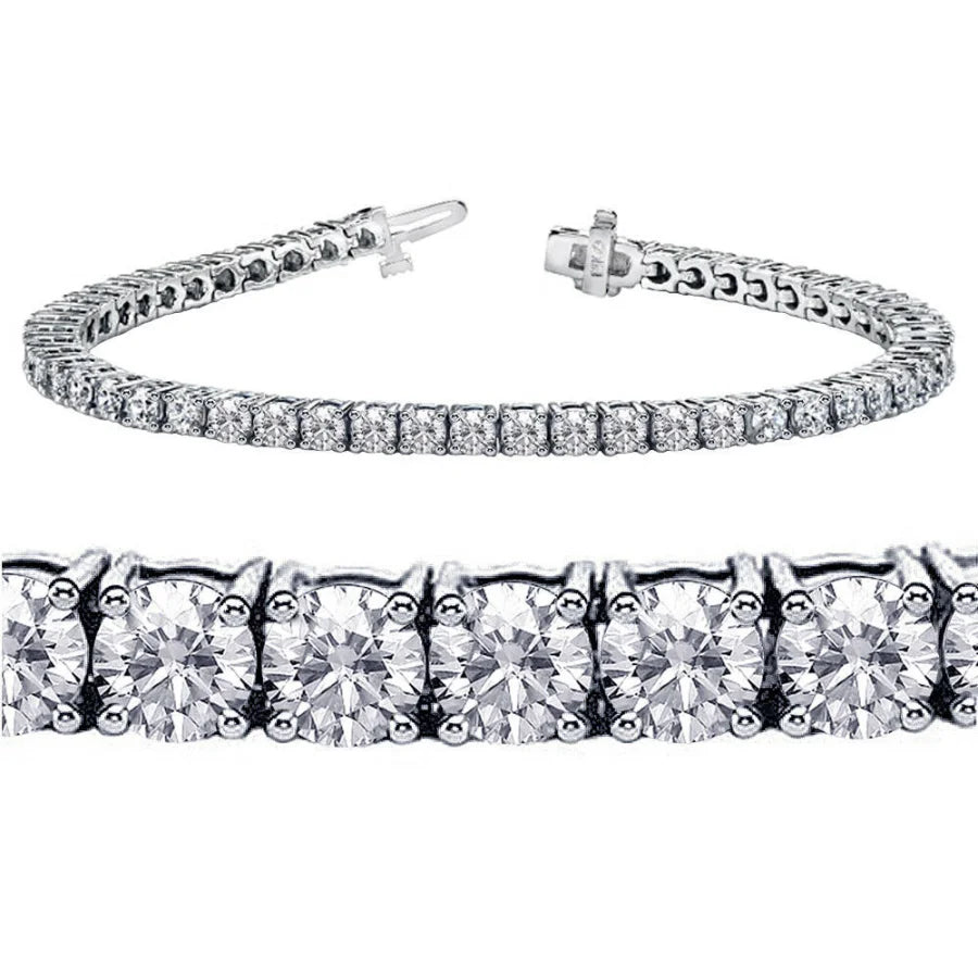 18K White Gold Round Brilliant Diamond Tennis Bracelet -