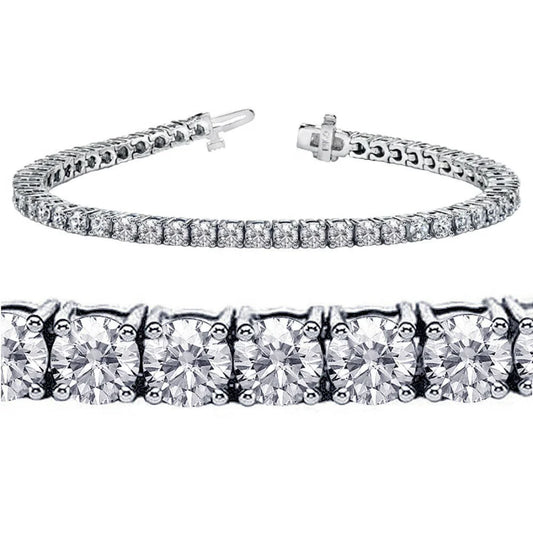 18K White Gold Round Brilliant Diamond Tennis Bracelet -