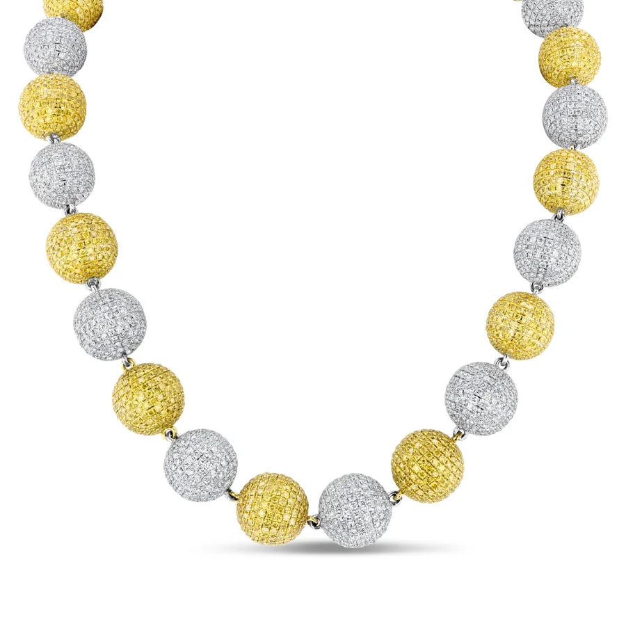 18K Yellow and White Gold Necklace with White and Yellow