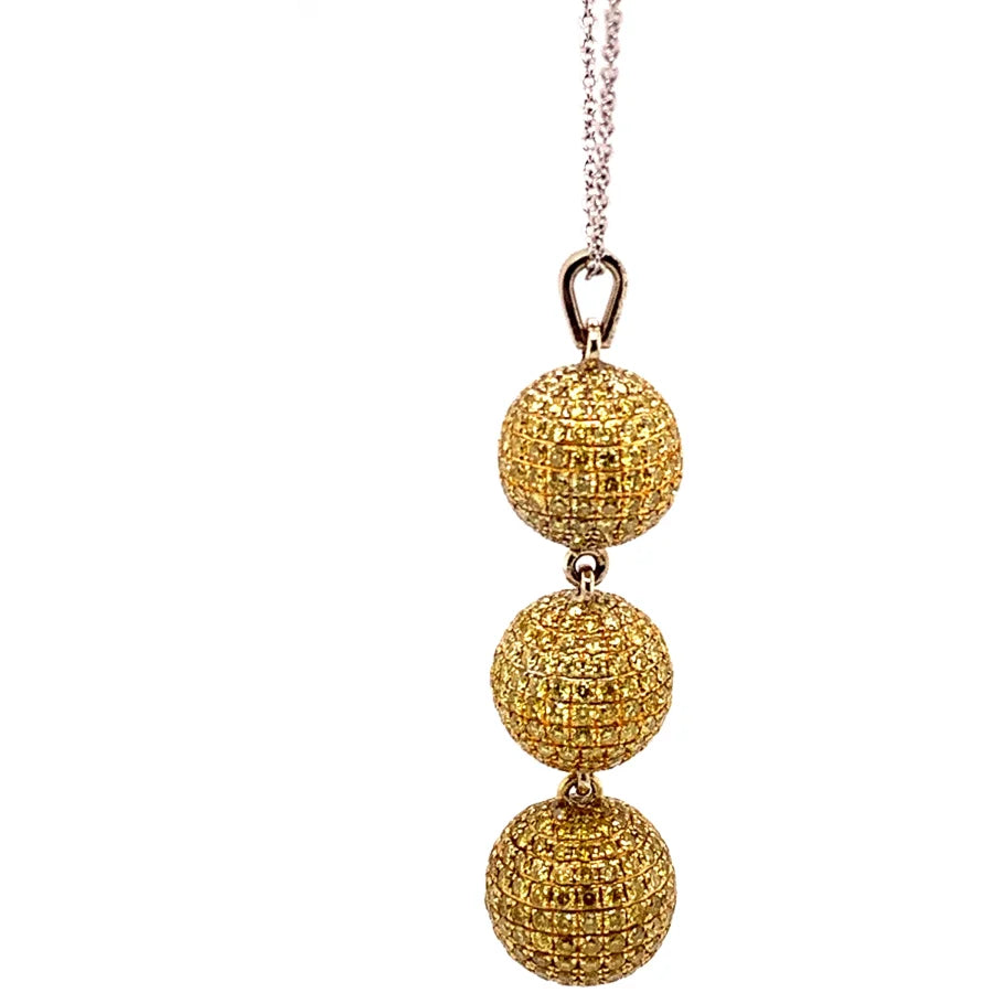 18K Yellow and White Gold Yellow Pave Diamond Necklace -