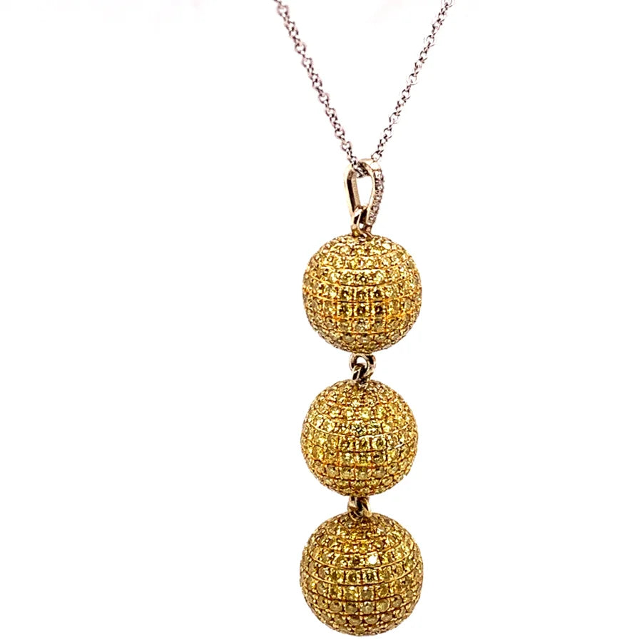 18K Yellow and White Gold Yellow Pave Diamond Necklace -