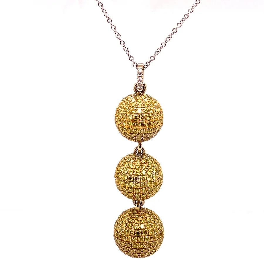 18K Yellow and White Gold Yellow Pave Diamond Necklace -