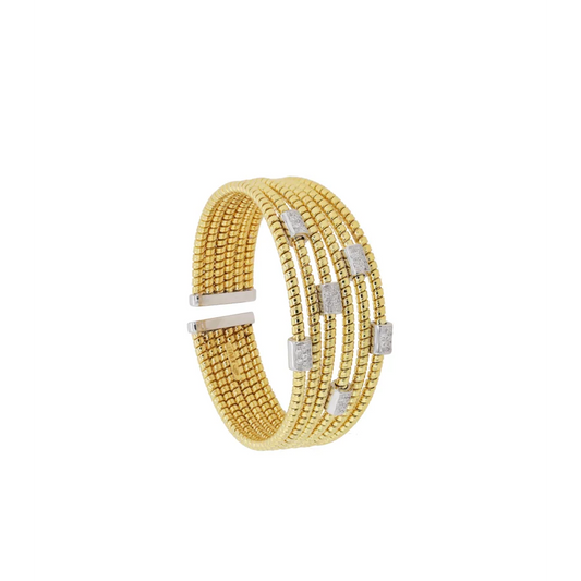 18K Yellow and White Gold Rope Cuff