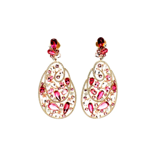 18K Yellow Gold Colored Tourmaline and Diamond Earrings -