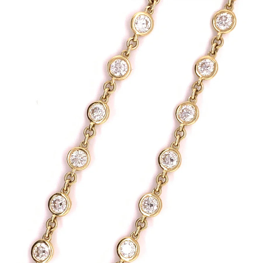 18K Yellow Gold Diamond Rosary Necklace - womens necklace