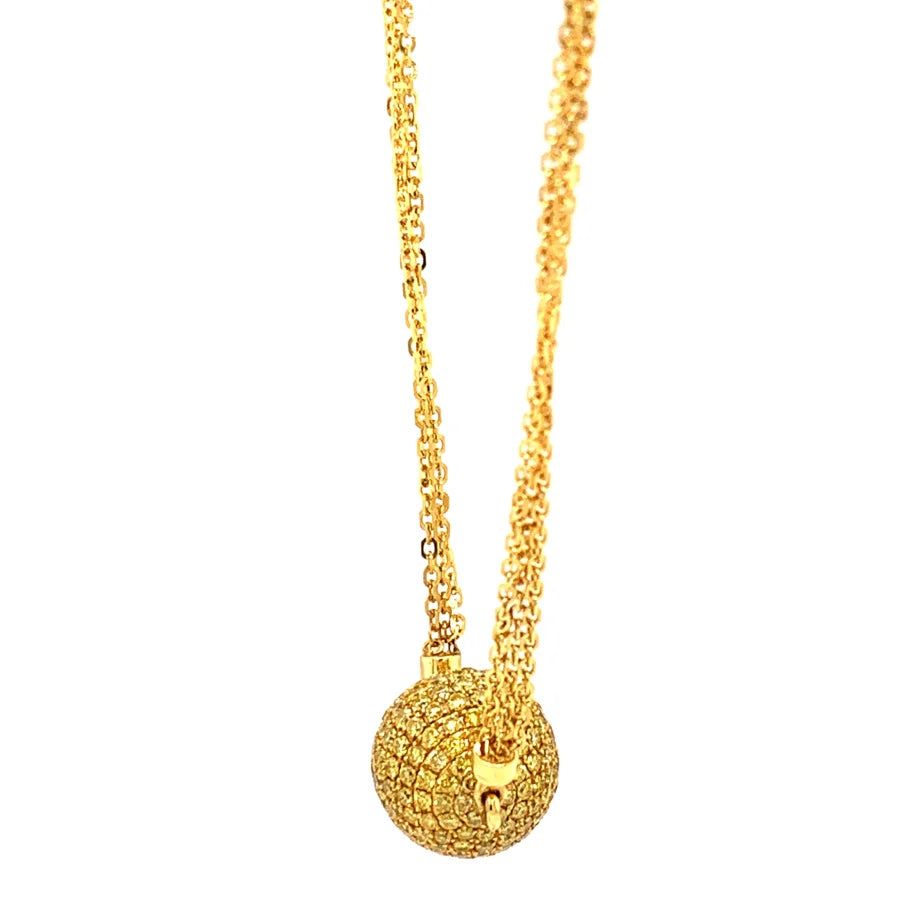 18K Yellow Gold Pave Diamond Necklace - womens necklace